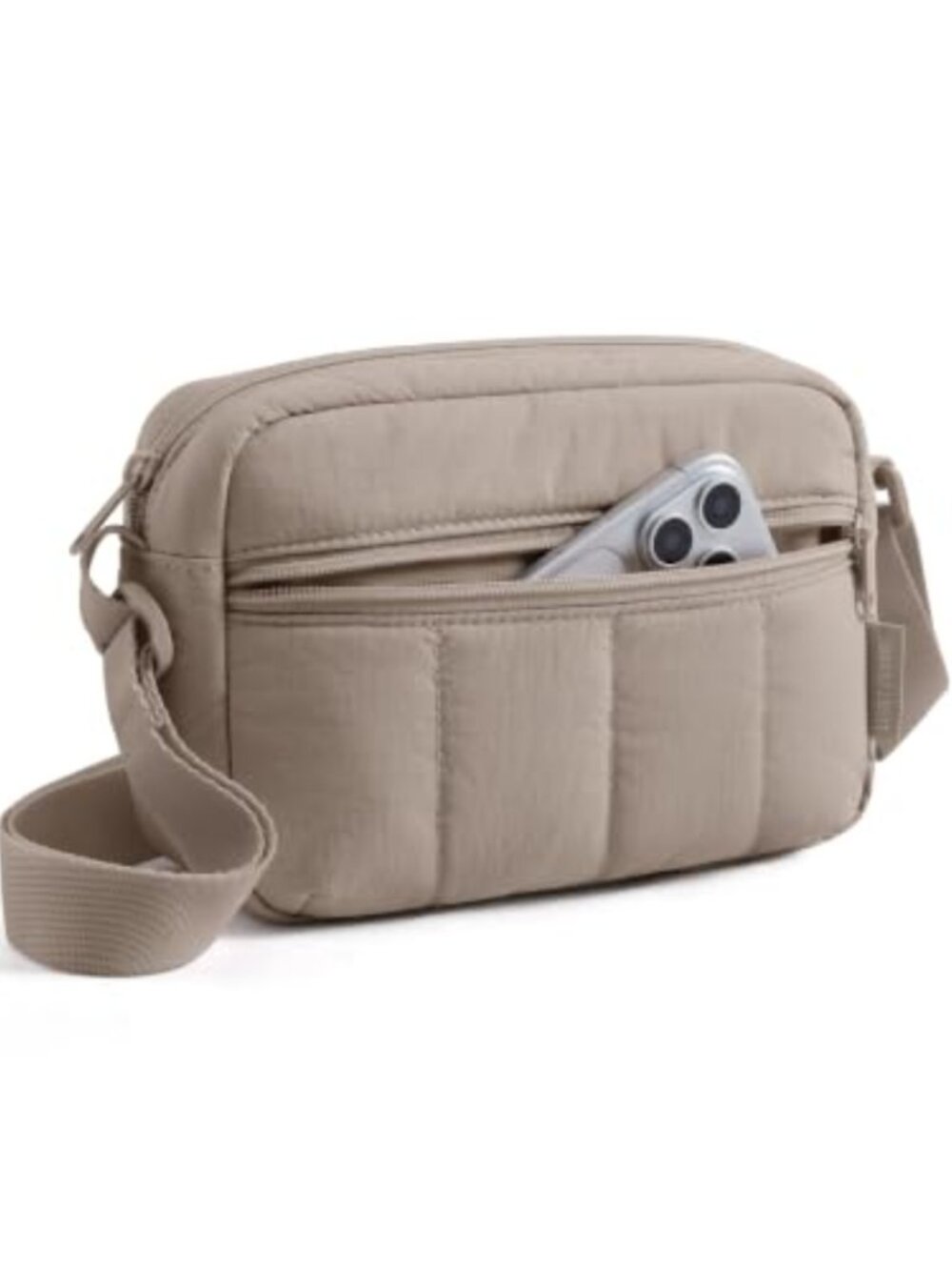 Lightweight Puffy Nylon Crossbody Bag Water-Resistant Adjustable Strap
